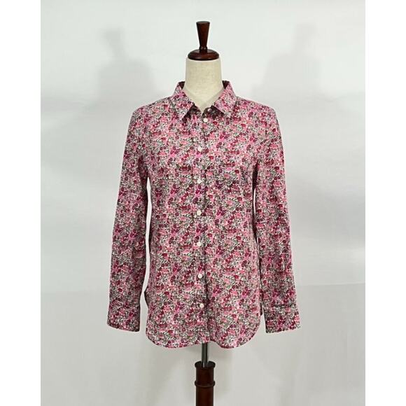 LIBERTY of LONDON S Small Poppy Forest Tana Lawn Floral Cotton Button Shirt Top - Picture 9 of 10